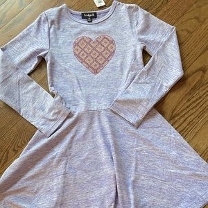 Kidpik long sleeve dress purple with heart
